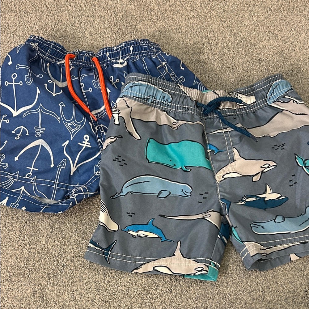 Carters swim trunks 24mo 2t nautical sharks blue